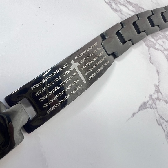 Stainless Steel Spanish Bracelet Lords Prayer Padre Nuestro - Picture 3 of 6